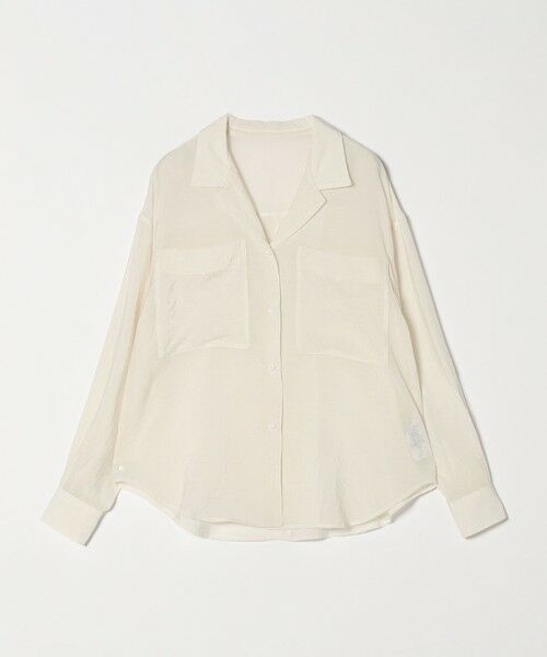 SHIPS for women / シップスウィメン quaranciel:〈洗濯機可能〉シアー ポケット オープンカラー オーバー シャツ セール】quaranciel:〈洗濯機可能〉シアー ポケット オープン