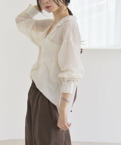 SHIPS / シップス シャツ・ブラウス | quaranciel:〈洗濯機可能〉シアー ポケット オープンカラー オーバー シャツ | 詳細8
