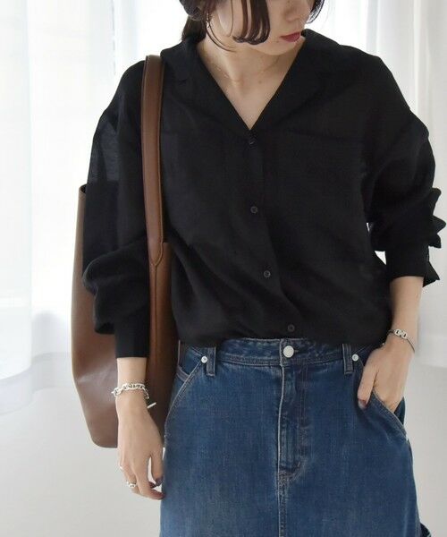 SHIPS / シップス シャツ・ブラウス | quaranciel:〈洗濯機可能〉シアー ポケット オープンカラー オーバー シャツ | 詳細16