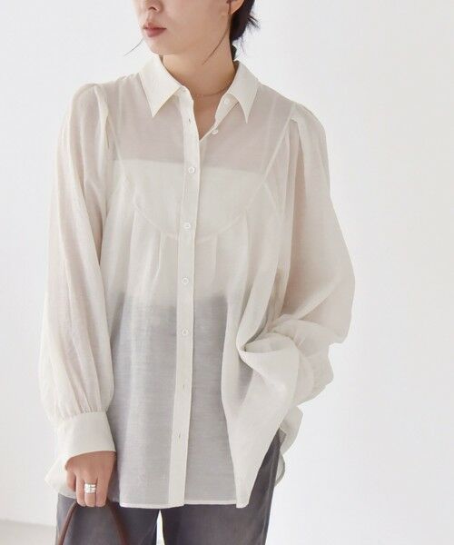 SHIPS / シップス シャツ・ブラウス | quaranciel:〈洗濯機可能〉シアー ボリュームスリーブ ヨーク ギャザー シャツ ブラウス | 詳細10