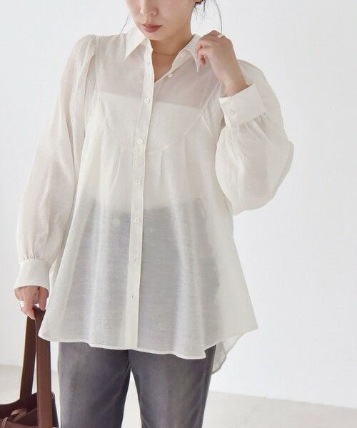 SHIPS / シップス シャツ・ブラウス | quaranciel:〈洗濯機可能〉シアー ボリュームスリーブ ヨーク ギャザー シャツ ブラウス | 詳細12