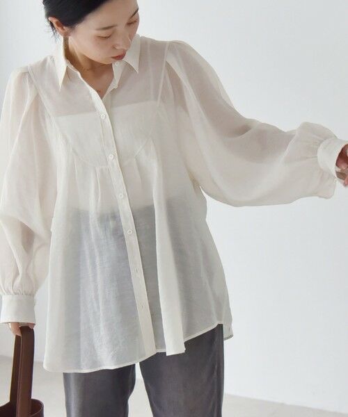 SHIPS / シップス シャツ・ブラウス | quaranciel:〈洗濯機可能〉シアー ボリュームスリーブ ヨーク ギャザー シャツ ブラウス | 詳細15