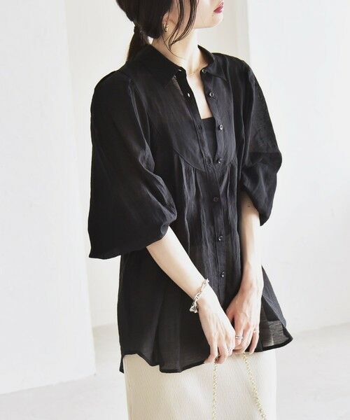 SHIPS / シップス シャツ・ブラウス | quaranciel:〈洗濯機可能〉シアー ボリュームスリーブ ヨーク ギャザー シャツ ブラウス | 詳細24