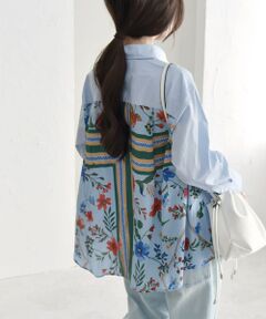 SHIPS / シップス シャツ・ブラウス | quaranciel:〈手洗い可能〉SPRINTEX フラワーパネル柄 スカーフ ドッキング シャツ