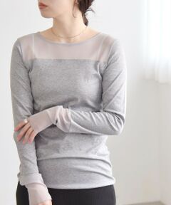 SHIPS / シップス Tシャツ | quaranciel:〈手洗い可能〉チュール レイヤード カットソー