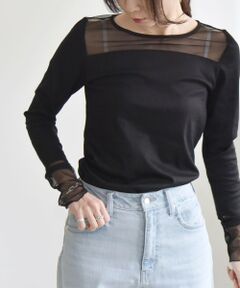 SHIPS / シップス Tシャツ | quaranciel:〈手洗い可能〉チュール レイヤード カットソー