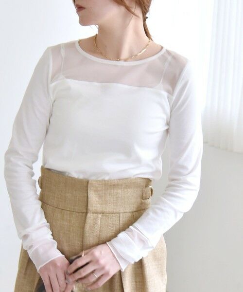 SHIPS / シップス Tシャツ | quaranciel:〈手洗い可能〉チュール レイヤード カットソー | 詳細3