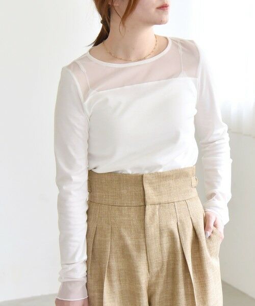 SHIPS / シップス Tシャツ | quaranciel:〈手洗い可能〉チュール レイヤード カットソー | 詳細4