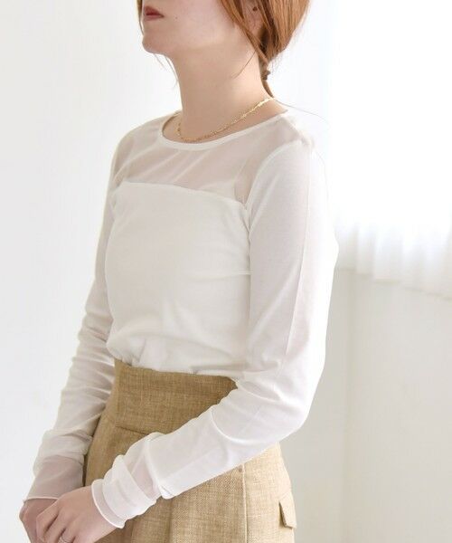 SHIPS / シップス Tシャツ | quaranciel:〈手洗い可能〉チュール レイヤード カットソー | 詳細5