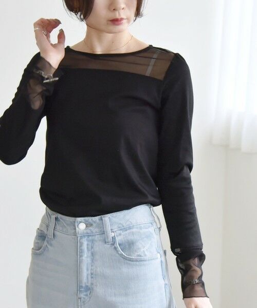 SHIPS / シップス Tシャツ | quaranciel:〈手洗い可能〉チュール レイヤード カットソー | 詳細24