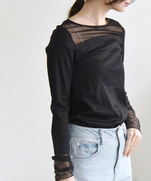 SHIPS / シップス Tシャツ | quaranciel:〈手洗い可能〉チュール レイヤード カットソー | 詳細25