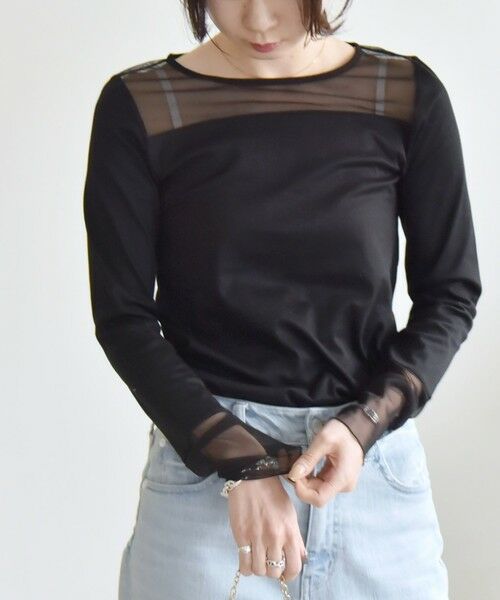 SHIPS / シップス Tシャツ | quaranciel:〈手洗い可能〉チュール レイヤード カットソー | 詳細27