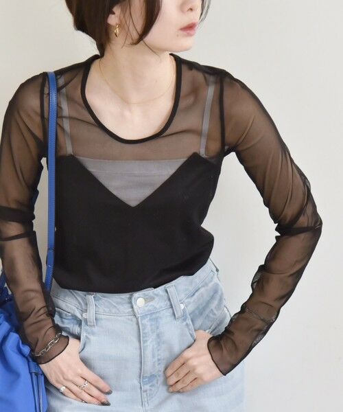 SHIPS for women/シップスウィメン quaranciel:〈手洗い可能〉ベアデザイン チュール カットソー ブラック ONE SIZE SHIPS for women/シップスウィメン quaranciel:〈手洗い可能〉ベアデザイン チュール カットソー ブラック ONE SIZE