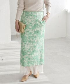 SHIPS / シップス ロング・マキシ丈スカート | quaranciel: フラワー ジャカード レイヤード オーガンジー タイト スカート