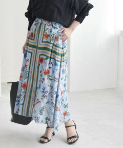 SHIPS / シップス ミニ・ひざ丈スカート | quaranciel: SPRINTEX フラワーパネル柄 スカーフ フレア スカート