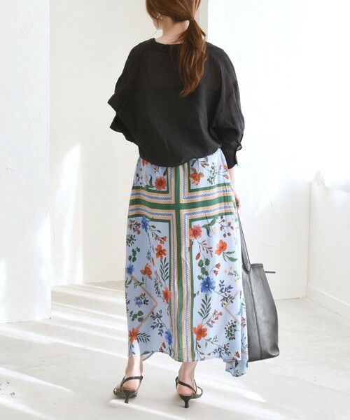 SHIPS / シップス ミニ・ひざ丈スカート | quaranciel: SPRINTEX フラワーパネル柄 スカーフ フレア スカート | 詳細23