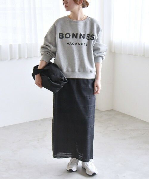 SHIPS / シップス ロング・マキシ丈スカート | quaranciel:〈洗濯機可能〉シャーリング ボーダー Iライン スカート | 詳細1