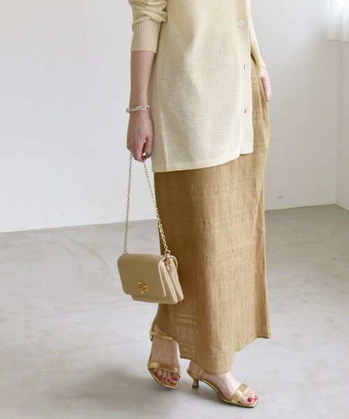 SHIPS / シップス ロング・マキシ丈スカート | quaranciel:〈洗濯機可能〉シャーリング ボーダー Iライン スカート | 詳細15