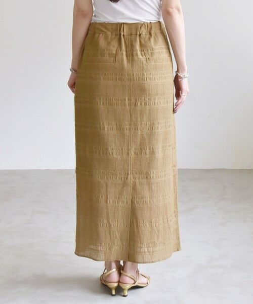 SHIPS / シップス ロング・マキシ丈スカート | quaranciel:〈洗濯機可能〉シャーリング ボーダー Iライン スカート | 詳細18