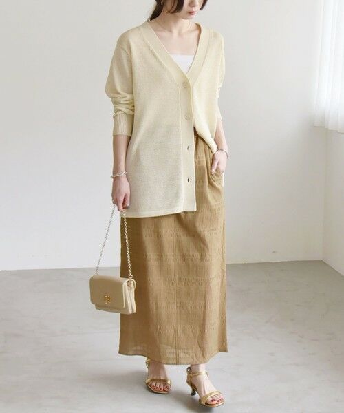 SHIPS / シップス ロング・マキシ丈スカート | quaranciel:〈洗濯機可能〉シャーリング ボーダー Iライン スカート | 詳細9