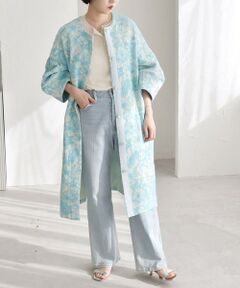 SHIPS / シップス その他アウター | quaranciel: フラワー ジャカード パフスリーブ ノーカラー コート