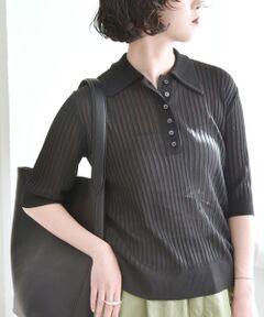 SHIPS / シップス ニット・セーター | quaranciel:〈手洗い可能〉シアー ラメ ポロ リブ ニット プルオーバー