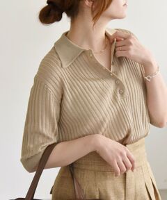 SHIPS / シップス ニット・セーター | quaranciel:〈手洗い可能〉シアー ラメ ポロ リブ ニット プルオーバー