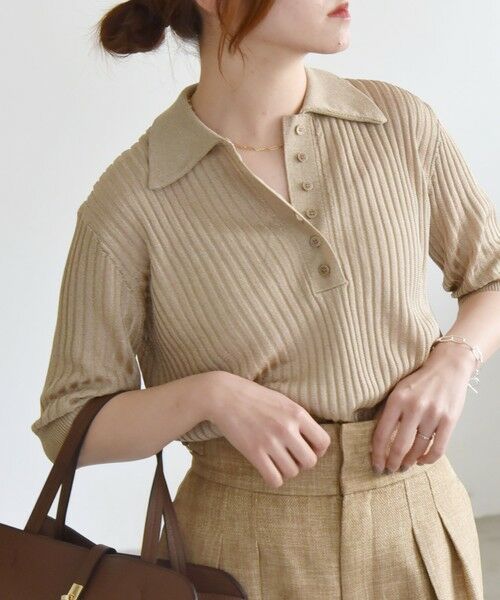 SHIPS / シップス ニット・セーター | quaranciel:〈手洗い可能〉シアー ラメ ポロ リブ ニット プルオーバー | 詳細11