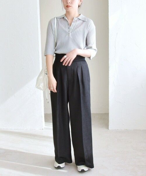 SHIPS / シップス ニット・セーター | quaranciel:〈手洗い可能〉シアー ラメ ポロ リブ ニット プルオーバー | 詳細21