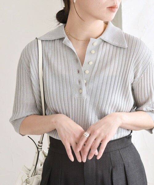 SHIPS / シップス ニット・セーター | quaranciel:〈手洗い可能〉シアー ラメ ポロ リブ ニット プルオーバー | 詳細23