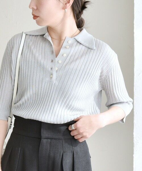 SHIPS / シップス ニット・セーター | quaranciel:〈手洗い可能〉シアー ラメ ポロ リブ ニット プルオーバー | 詳細27