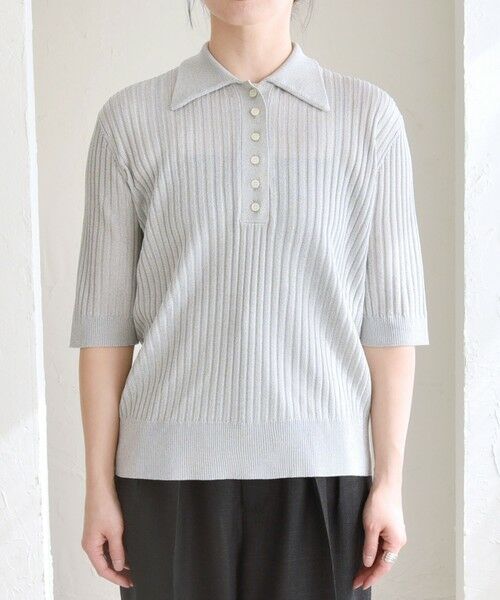 SHIPS / シップス ニット・セーター | quaranciel:〈手洗い可能〉シアー ラメ ポロ リブ ニット プルオーバー | 詳細28