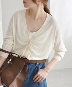 SHIPS / シップス カーディガン・ボレロ | quaranciel:〈手洗い可能〉シルク ミックス ギャザー ニット カーディガン