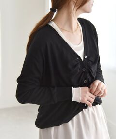 SHIPS / シップス カーディガン・ボレロ | quaranciel:〈手洗い可能〉シルク ミックス ギャザー ニット カーディガン