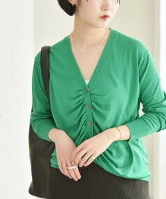 SHIPS / シップス カーディガン・ボレロ | quaranciel:〈手洗い可能〉シルク ミックス ギャザー ニット カーディガン
