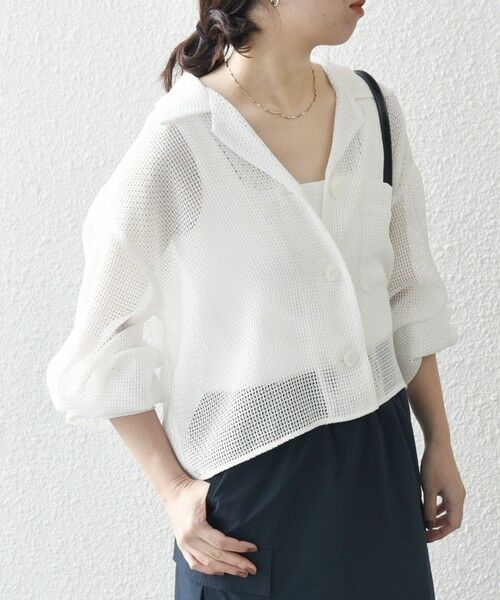 SHIPS for women/シップスウィメン SHIPS any:〈手洗い可能〉メッシュ オープンカラー ジャケット シャツ オフホワイト ONE SIZE SHIPS for women/シップスウィメン SHIPS any:〈手洗い可能〉メッシュ オープンカラー ジャケット シャツ オフホワイト ONE SIZE