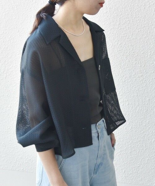 SHIPS any:〈手洗い可能〉メッシュ オープンカラー ジャケット シャツ SHIPS｜SHIPS any:<手洗い可能>メッシュ オープンカラー