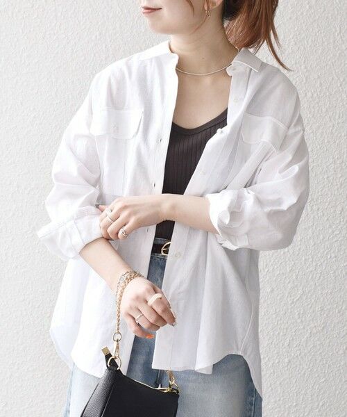 SHIPS for women/シップスウィメン SHIPS any:〈洗濯機可能〉リネン ミックス ワーク ポケット シャツ ホワイト ONE SIZE SHIPS for women/シップスウィメン SHIPS any:〈洗濯機可能〉リネン ミックス ワーク ポケット シャツ ホワイト ONE SIZE