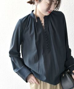 SHIPS / シップス シャツ・ブラウス | SHIPS any:〈洗濯機可能〉シアー ボイル ボタン マオカラー シャツ