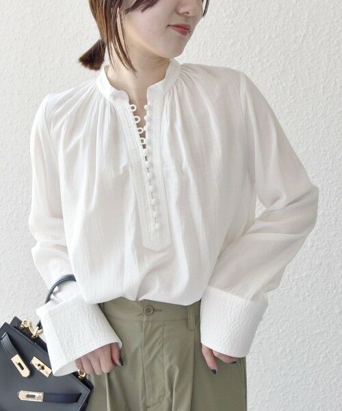 SHIPS / シップス シャツ・ブラウス | SHIPS any:〈洗濯機可能〉シアー ボイル ボタン マオカラー シャツ | 詳細10