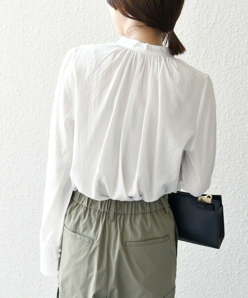 SHIPS for women / シップスウィメン SHIPS any:〈洗濯機可能〉シアー ボイル ボタン マオカラー シャツ セール】SHIPS any:〈洗濯機可能〉シアー ボイル ボタン