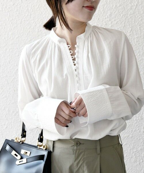 SHIPS for women/シップスウィメン SHIPS any:〈洗濯機可能〉シアー ボイル ボタン マオカラー シャツ オフホワイト ONE SIZE SHIPS for women/シップスウィメン SHIPS any:〈洗濯機可能〉シアー ボイル ボタン マオカラー シャツ オフホワイト ONE SIZE