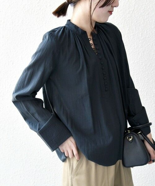 SHIPS / シップス シャツ・ブラウス | SHIPS any:〈洗濯機可能〉シアー ボイル ボタン マオカラー シャツ | 詳細16