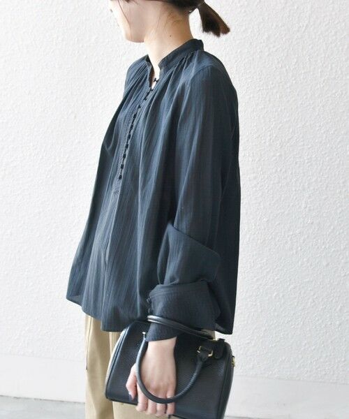 SHIPS for women / シップスウィメン SHIPS any:〈洗濯機可能〉シアー ボイル ボタン マオカラー シャツ セール】SHIPS any:〈洗濯機可能〉シアー ボイル ボタン