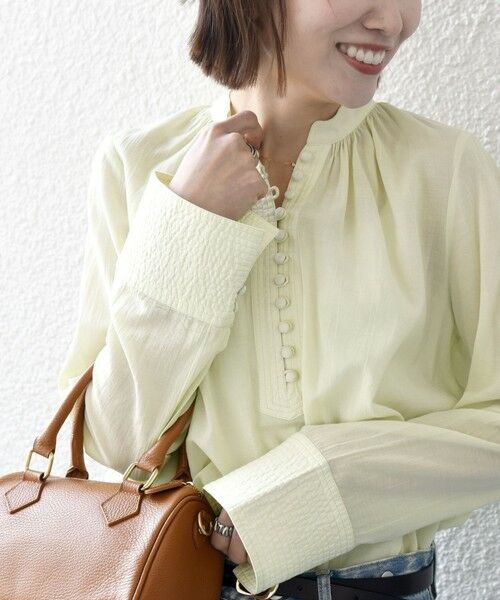 SHIPS / シップス シャツ・ブラウス | SHIPS any:〈洗濯機可能〉シアー ボイル ボタン マオカラー シャツ | 詳細30