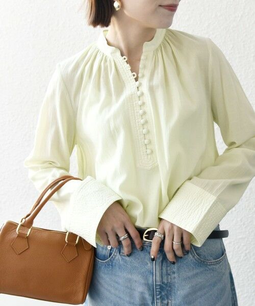 SHIPS for women/シップスウィメン SHIPS any:〈洗濯機可能〉シアー ボイル ボタン マオカラー シャツ ライトグリーン ONE SIZE SHIPS for women/シップスウィメン SHIPS any:〈洗濯機可能〉シアー ボイル ボタン マオカラー シャツ ライトグリーン ONE SIZE