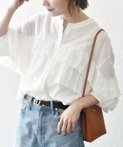 SHIPS / シップス シャツ・ブラウス | SHIPS any:〈洗濯機可能〉シアー ボイル フリル バンドカラー シャツ ブラウス