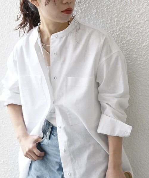 SHIPS for women / シップスウィメン シャツ・ブラウス | 【WEB限定】SHIPS any: 〈洗濯機可能〉リネン ミックス スタンドカラー ポケット シャツ 25SS | 詳細16
