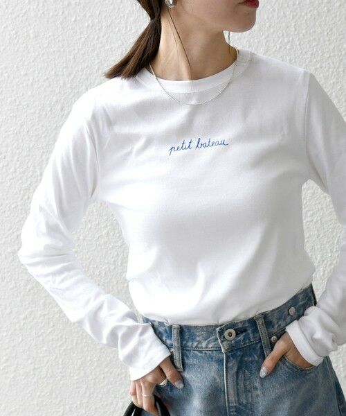 SHIPS for women / シップスウィメン Tシャツ | 《予約》【SHIPS any別注】PETIT BATEAU:〈洗濯機可能〉ロゴ プリント ロン TEE 25SS | 詳細3