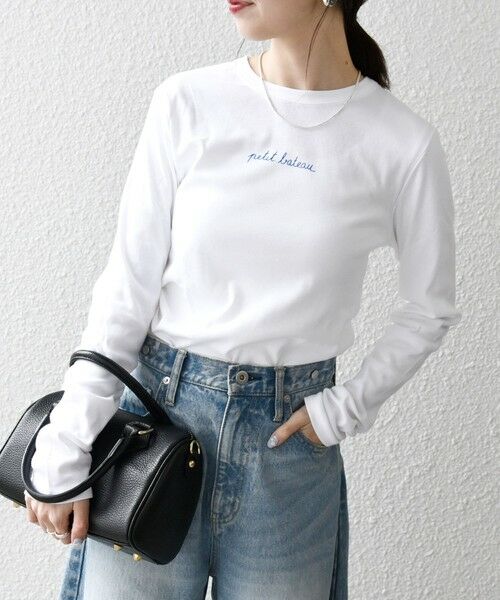 SHIPS for women / シップスウィメン Tシャツ | 《予約》【SHIPS any別注】PETIT BATEAU:〈洗濯機可能〉ロゴ プリント ロン TEE 25SS | 詳細4